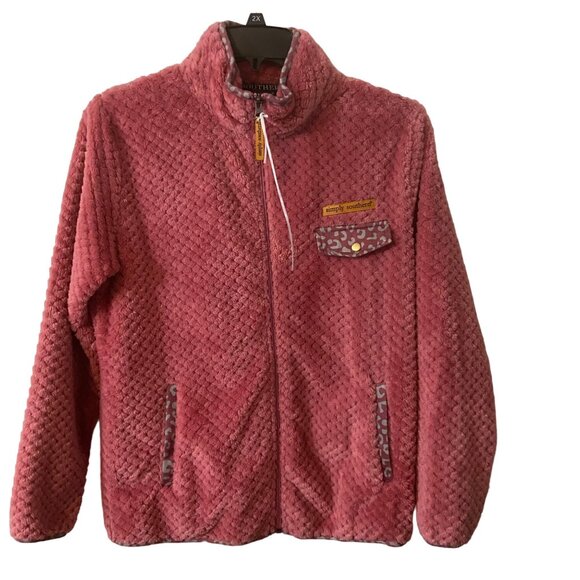 Simply Southern‎ Women Jacket Size Small Fluffy Soft Full zip Pink Sherpa Fleece - Picture 1 of 13